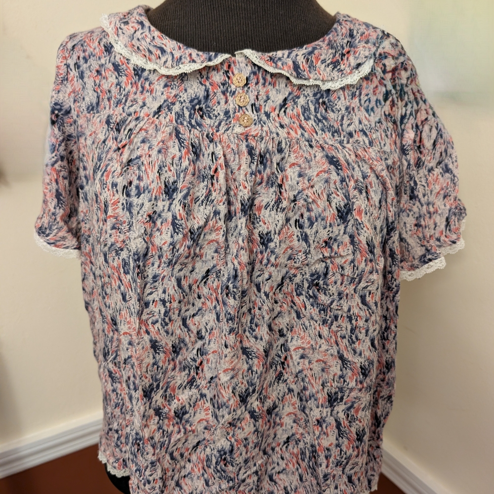 Floral Lace Trim Women's Top
